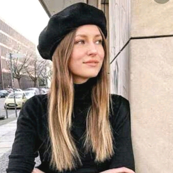 Womens black French beret hat minimalist style Classic retro Classic Parisian - Picture 16 of 16